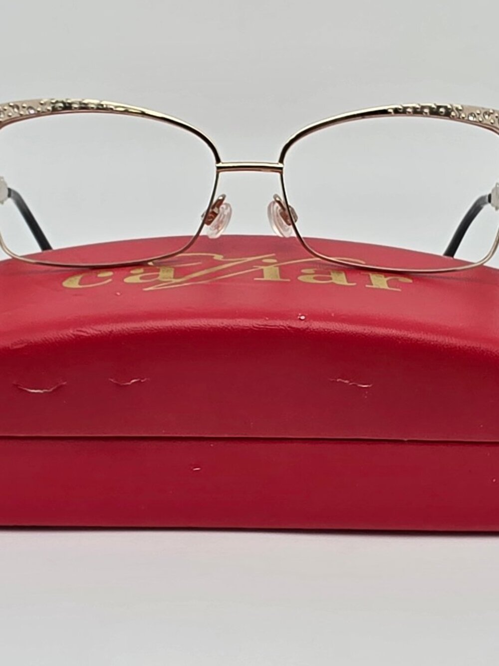Caviar Champagne Series M5600 C.21 Silver Rhinestone Sunglasses Frame w/ Case